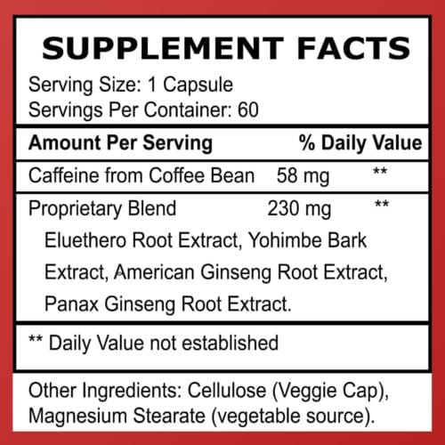 extreme energy supplement facts